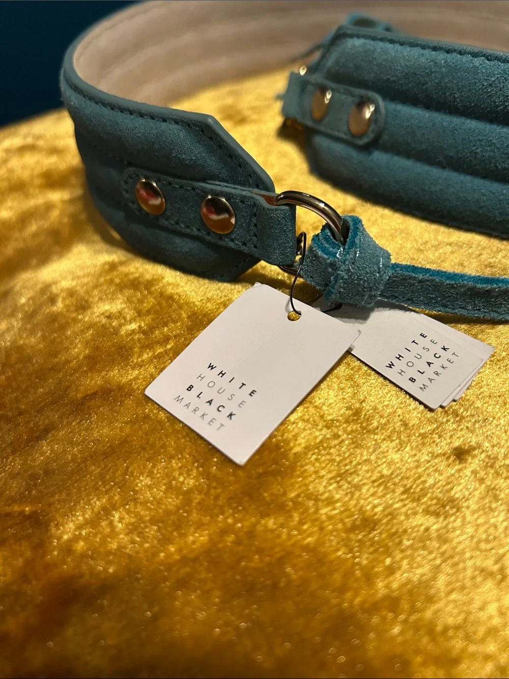 White House Black Market Teal Suede Tassel Waist Belt